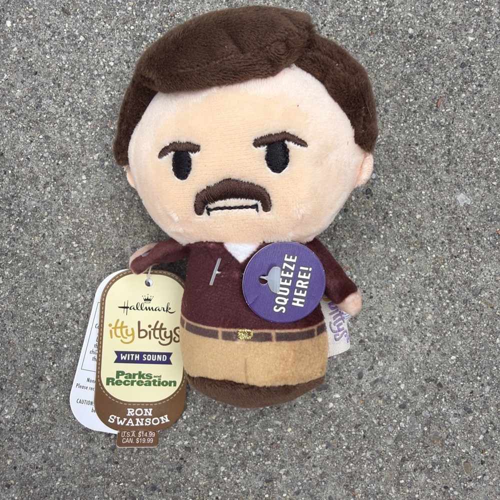 (New) Hallmark itty bittys Parks and Rec Ron Swanson Plush With Sound & Tags